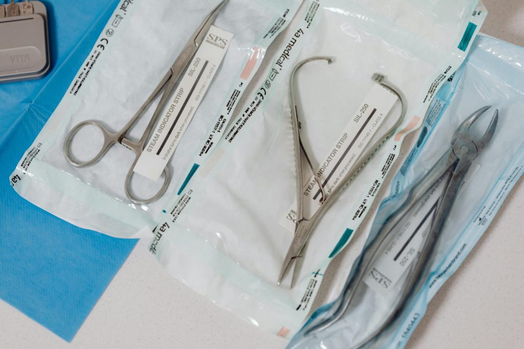 sterile instruments on table
